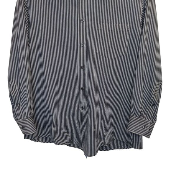 John Ashford Men's Striped Blue Fitted Button Up Dress Shirt 16 - 32/33 L - Picture 3 of 15